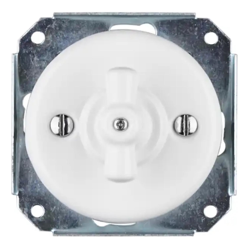 Bohemia-Design - Porcelæns retro drejeafbryder uden ramme nr. 1 hvid