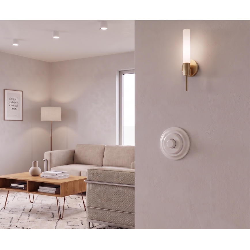 Bohemia-Design - Porcelæns retro roterende dæmper med ramme 250V/10A hvid