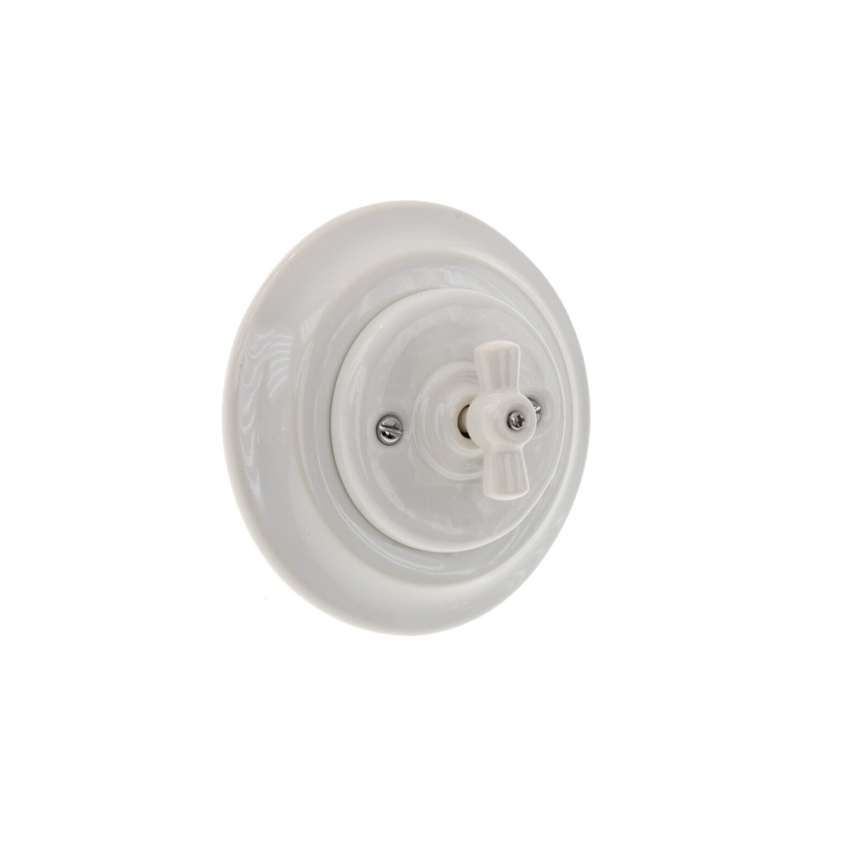 Bohemia-Design - Retro porcelæns drejekontakt med ramme nr. 5, hvid