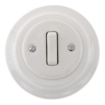 Bohemia-Design - Retro porcelæns enkeltafbryder med ramme nr. 1, hvid