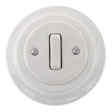Bohemia-Design - Retro porcelæns enkeltafbryder med ramme til dørklokke, hvid