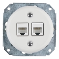 Bohemia-Design - Retro porcelæns Ethernet-udtag uden ramme, 2x CAT.5E, hvid