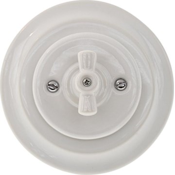 Bohemia-Design - Retro porcelæns roterende afbryder med ramme nr. 5, hvid