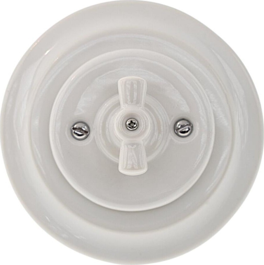 Bohemia-Design - Retro porcelæns roterende afbryder med ramme nr. 5, hvid