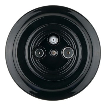 Bohemia-Design - Retro porcelæns TV/SAT-W-stikdåse med ramme, sort