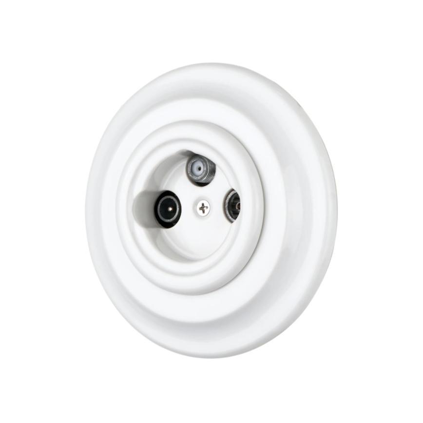 Bohemia-Design - TV/SAT-udtag i retro porcelæn med ramme, hvid