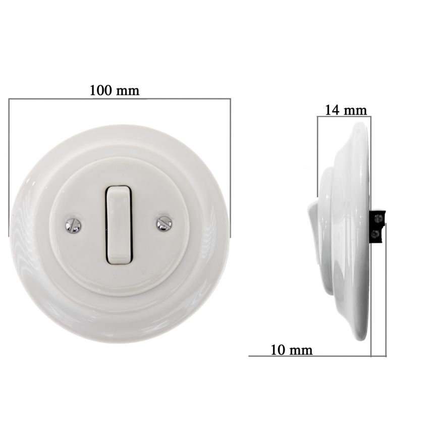 Bohemia-Design - Retro porcelænsafbryder med ramme nr. 7, hvid