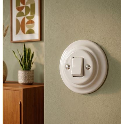 Bohemia-Design - Retro porcelænsafbryder med ramme nr. 7, hvid