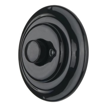 Bohemia-Design - Retro porcelænsdæmper, drejbar med ramme 250V/10A, sort