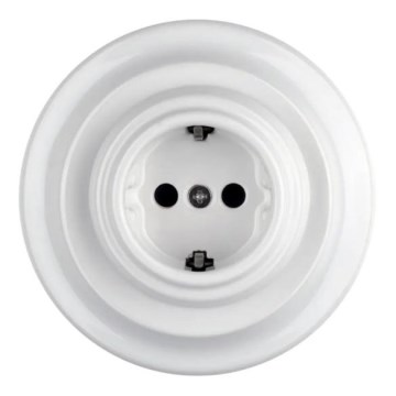 Bohemia-Design - Retro porcelænsstikkontakt med ramme SCHUKO 250V/16A hvid