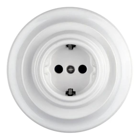Bohemia-Design - Retro porcelænsstikkontakt med ramme SCHUKO 250V/16A hvid