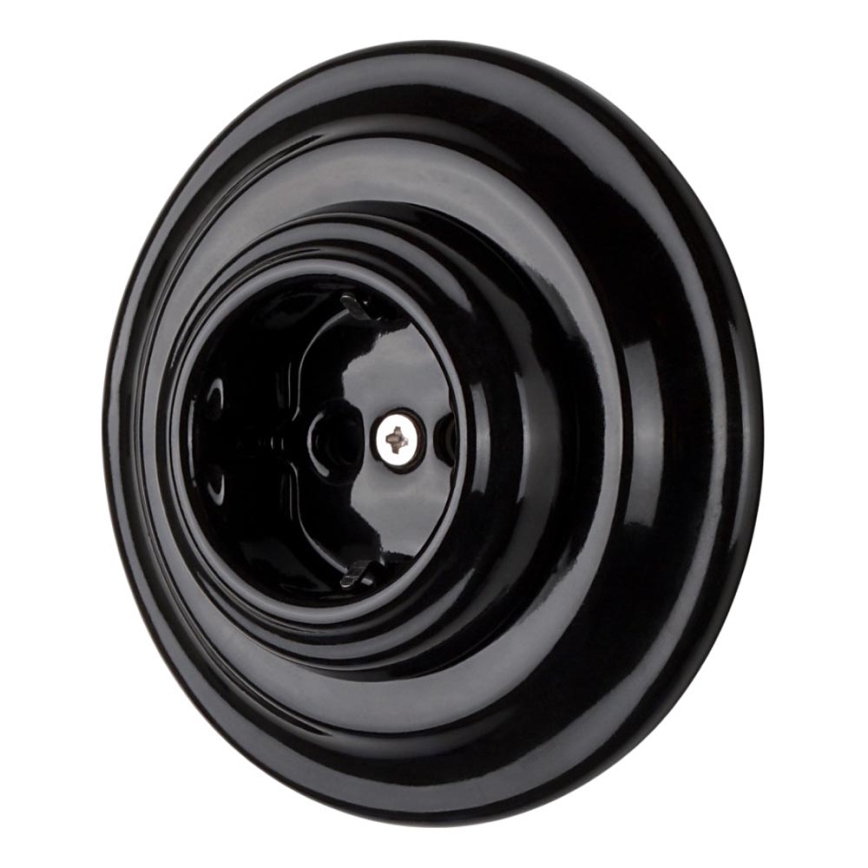 Bohemia-Design - Retro porcelænsstikkontakt med ramme SCHUKO 250V/16A sort