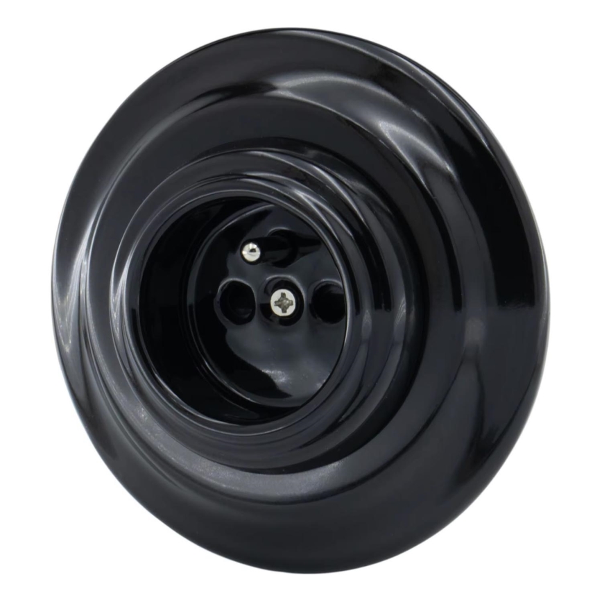 Bohemia-Design - Retro porcelænsstikkontakt til bolig med ramme 250V/16A, sort