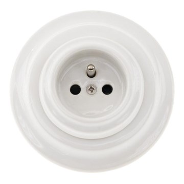 Bohemia-Design - Retro porcelænsstikkontakt til hjemmet med ramme 250V/16A hvid