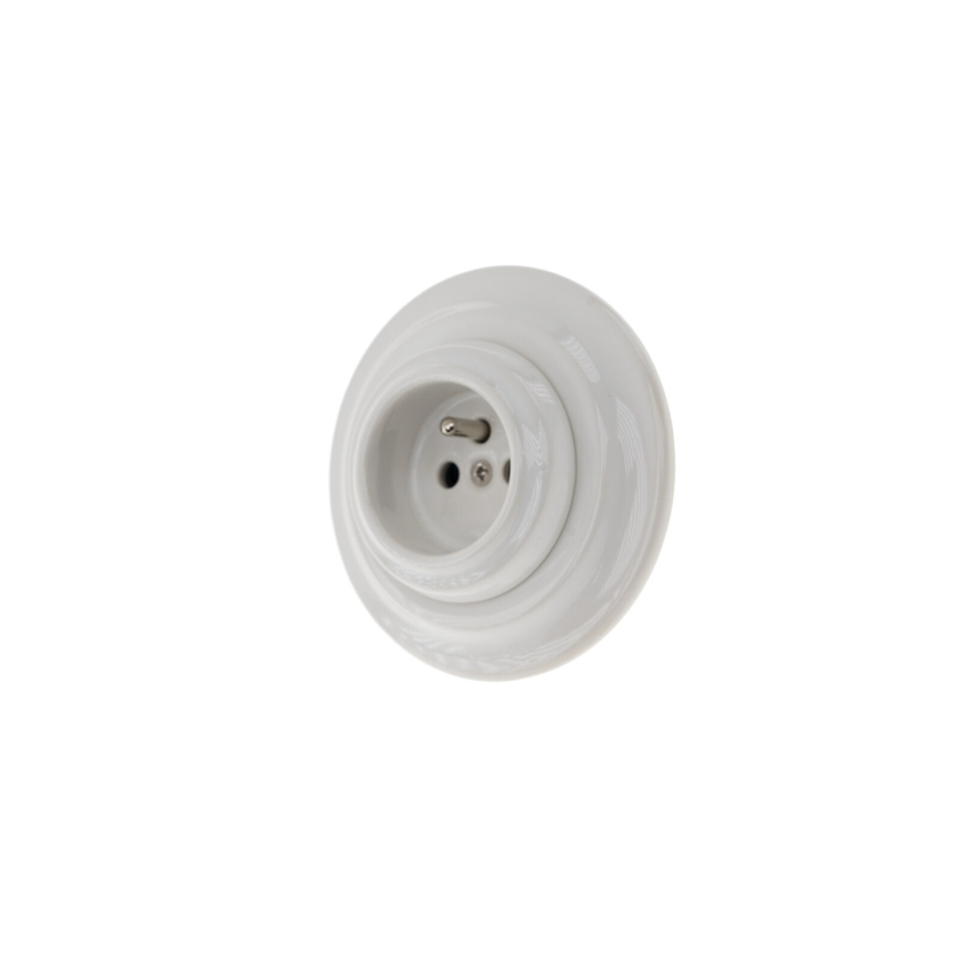 Bohemia-Design - Retro porcelænsstikkontakt til hjemmet med ramme 250V/16A hvid