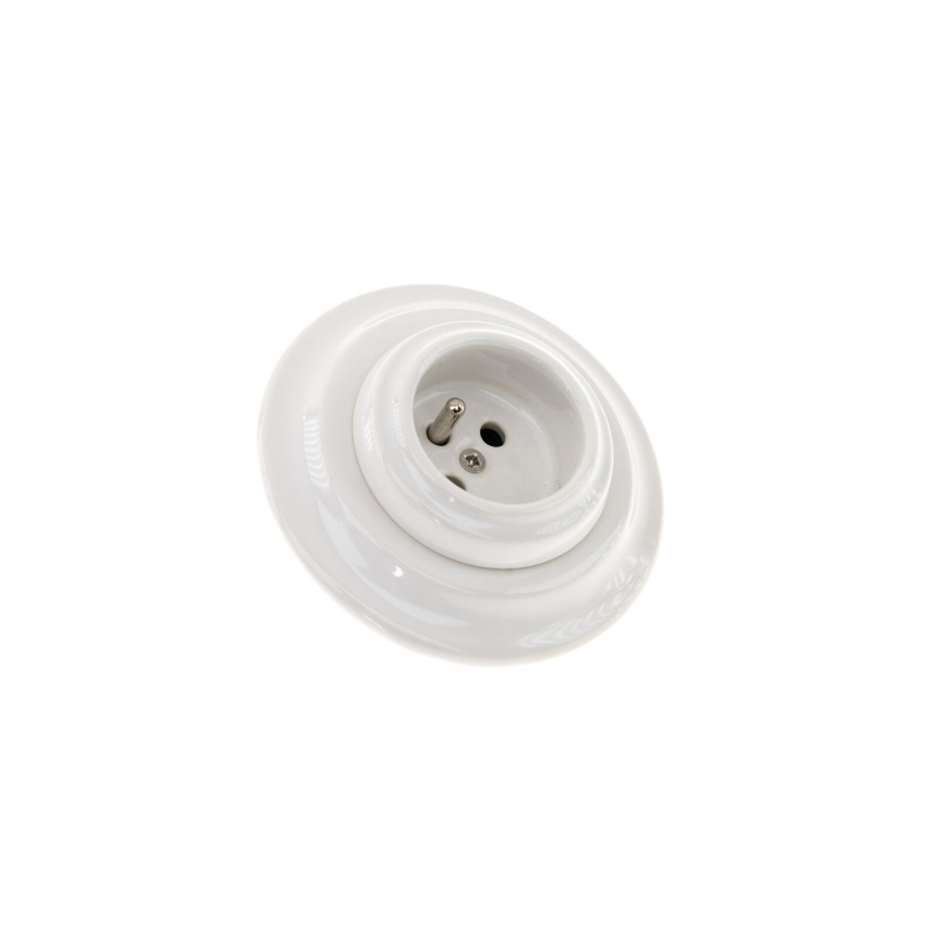 Bohemia-Design - Retro porcelænsstikkontakt til hjemmet med ramme 250V/16A hvid