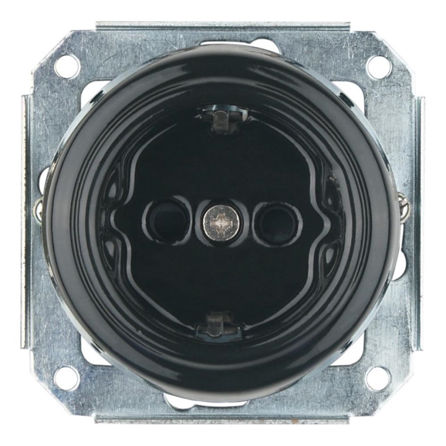 Bohemia-Design - Retro porcelænsstikkontakt uden ramme, SCHUKO 250V/16A, sort