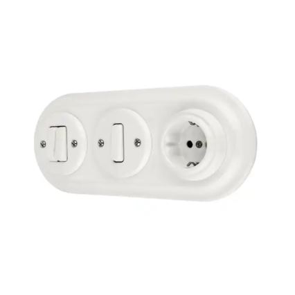 Bohemia-Design - Retro stikkontakt i porcelæn til husstand, rammeløs, 250V/16A, hvid