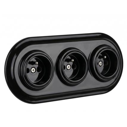 Bohemia-Design - Retro tredelt porcelænsramme, sort