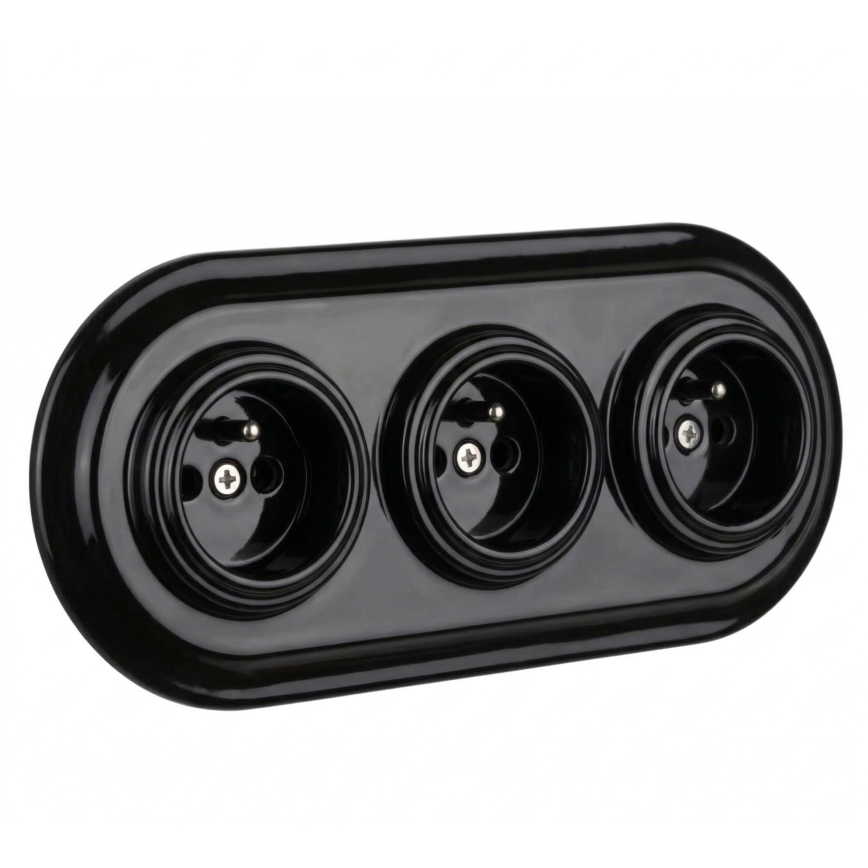 Bohemia-Design - Retro tredelt porcelænsramme, sort