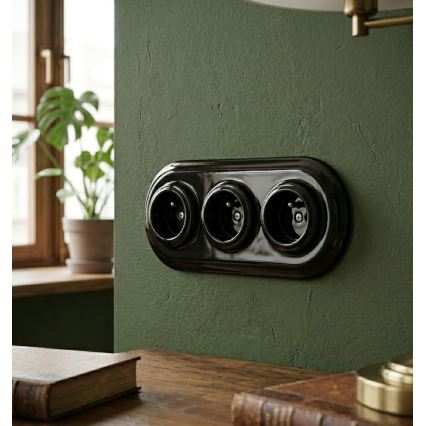 Bohemia-Design - Retro tredelt porcelænsramme, sort