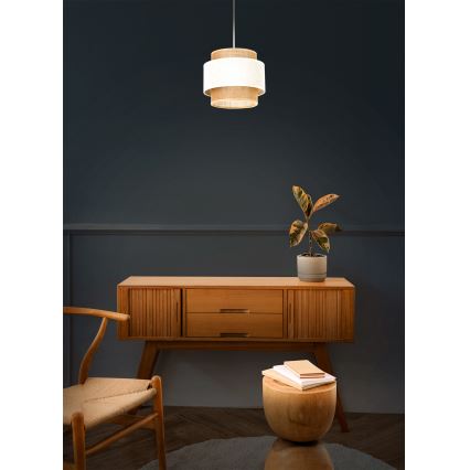 BOHO-pendel med ledning 1xE27/60W/230V Ø 20 cm creme/jute