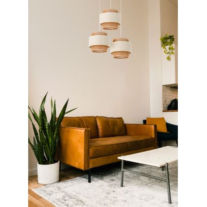 BOHO pendel på kabel 3xE27/60W/230V creme/jute