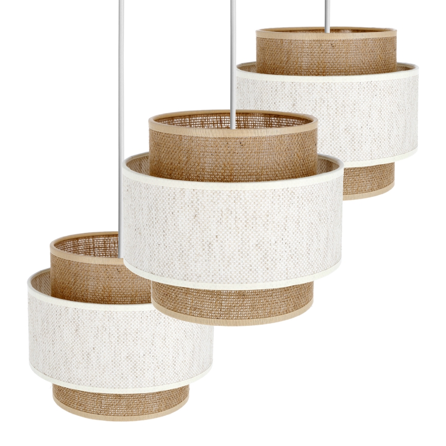 BOHO pendel på kabel 3xE27/60W/230V creme/jute