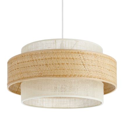 BOHO-pendel på ledning 1xE27/60W/230V Ø 40 cm jute/cremefarvet