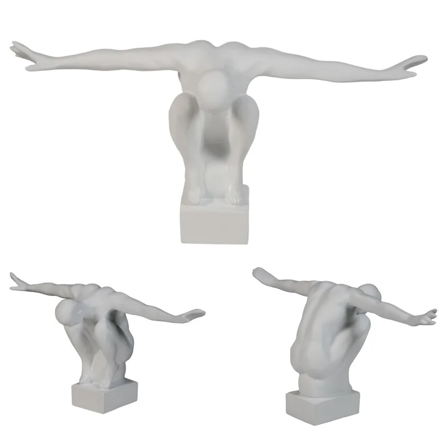 Borddekoration 19,5x16x38,5 cm harpiks/hvid