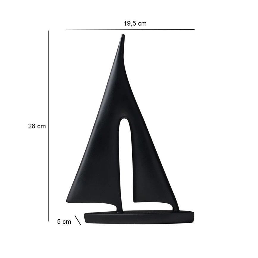 Borddekoration 28 cm harpiks/sort