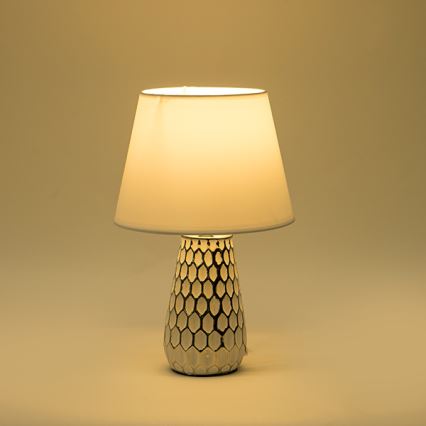 Bordlampe 1xE14/40W/230V hvid/sølvfarvet