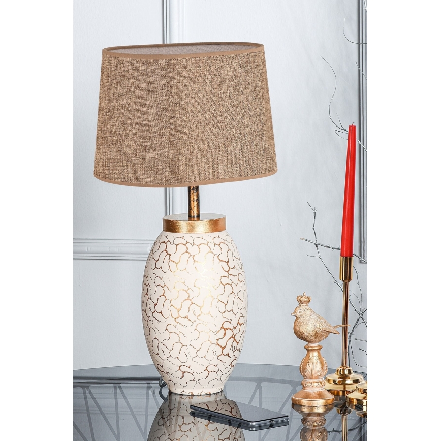 Bordlampe 1xE27/40W/230V beige/guldfarvet