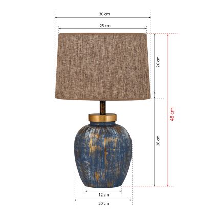 Bordlampe 1xE27/40W/230V blå/beige