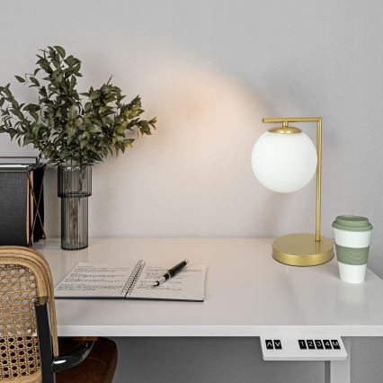 Bordlampe 1xE27/40W/230V guld/hvid