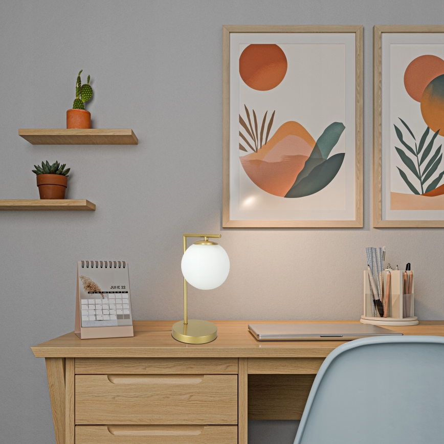 Bordlampe 1xE27/40W/230V guld/hvid