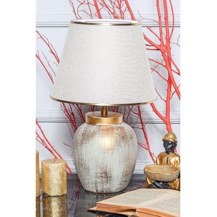 Bordlampe 1xE27/40W/230V guldfarvet/beige