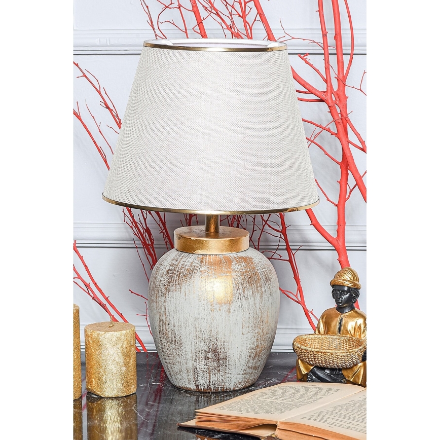 Bordlampe 1xE27/40W/230V guldfarvet/beige