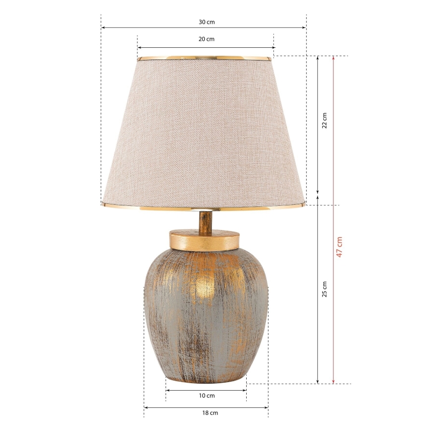 Bordlampe 1xE27/40W/230V guldfarvet/beige