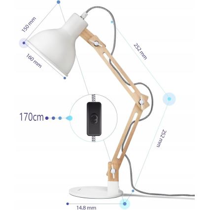 Bordlampe 1xE27/40W/230V hvid