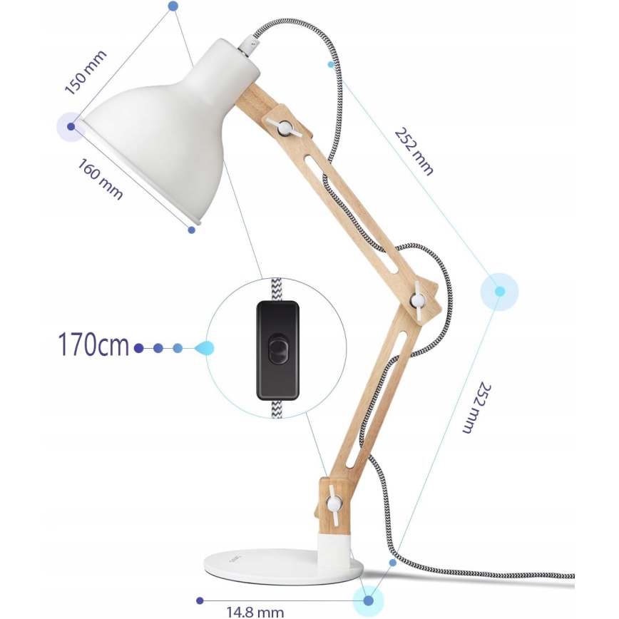 Bordlampe 1xE27/40W/230V hvid