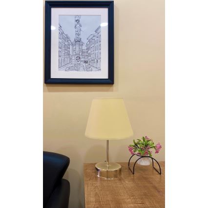 Bordlampe 1xE27/60W/230V beige/skinnende krom