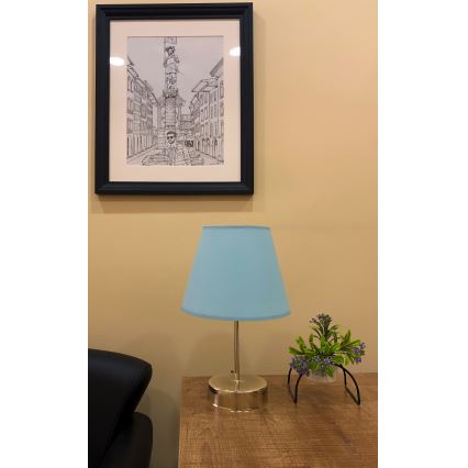 Bordlampe 1xE27/60W/230V blå/skinnende krom