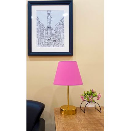 Bordlampe 1xE27/60W/230V lyserød/kobber