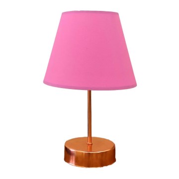 Bordlampe 1xE27/60W/230V lyserød/kobber