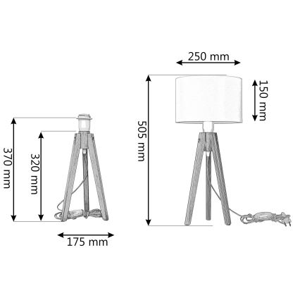 Bordlampe ALBA 1xE27/15W/230V cremefarvet/fyrretræ