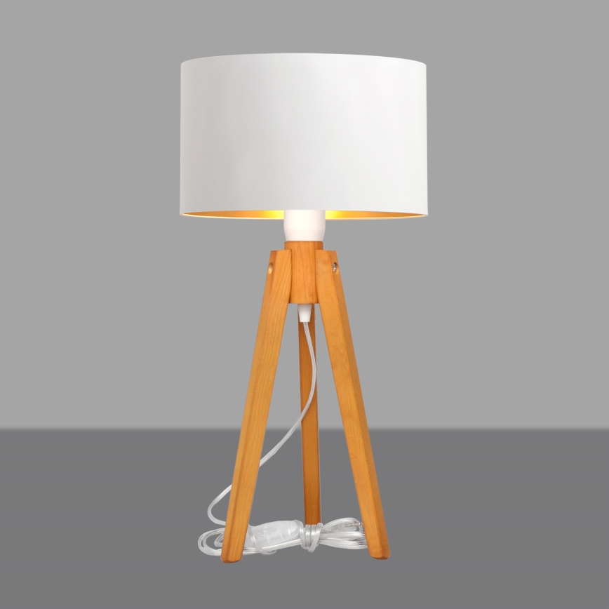 Bordlampe ALBA 1xE27/15W/230V hvid/guldfarvet/eg