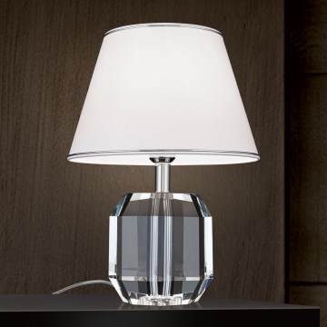 Bordlampe ALEXIS 1xE27/60W/230V hvid/skinnende krom/transparent