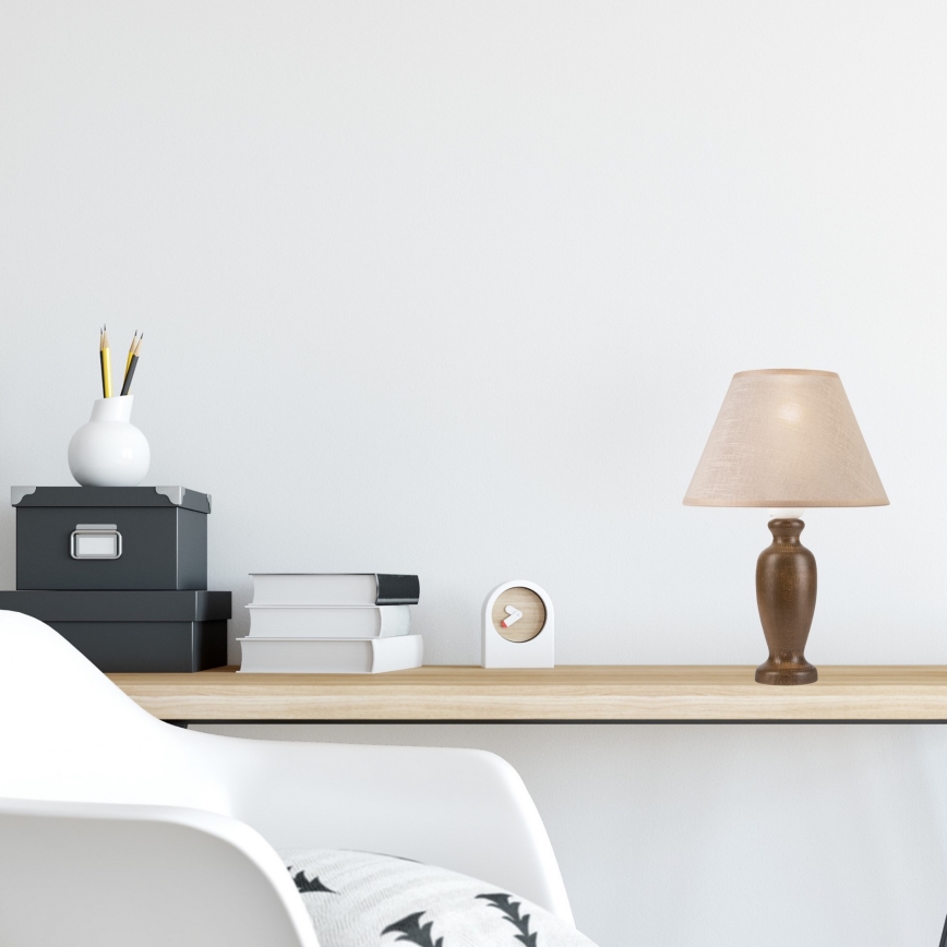 Bordlampe AMFORA 1xE27/60W/230V mørkebrun/bøg