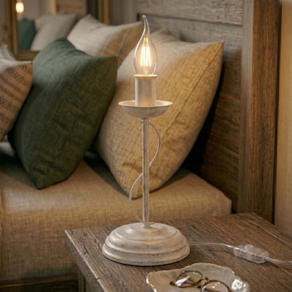 Bordlampe ANTON 1xE14/60W/230V hvid patina
